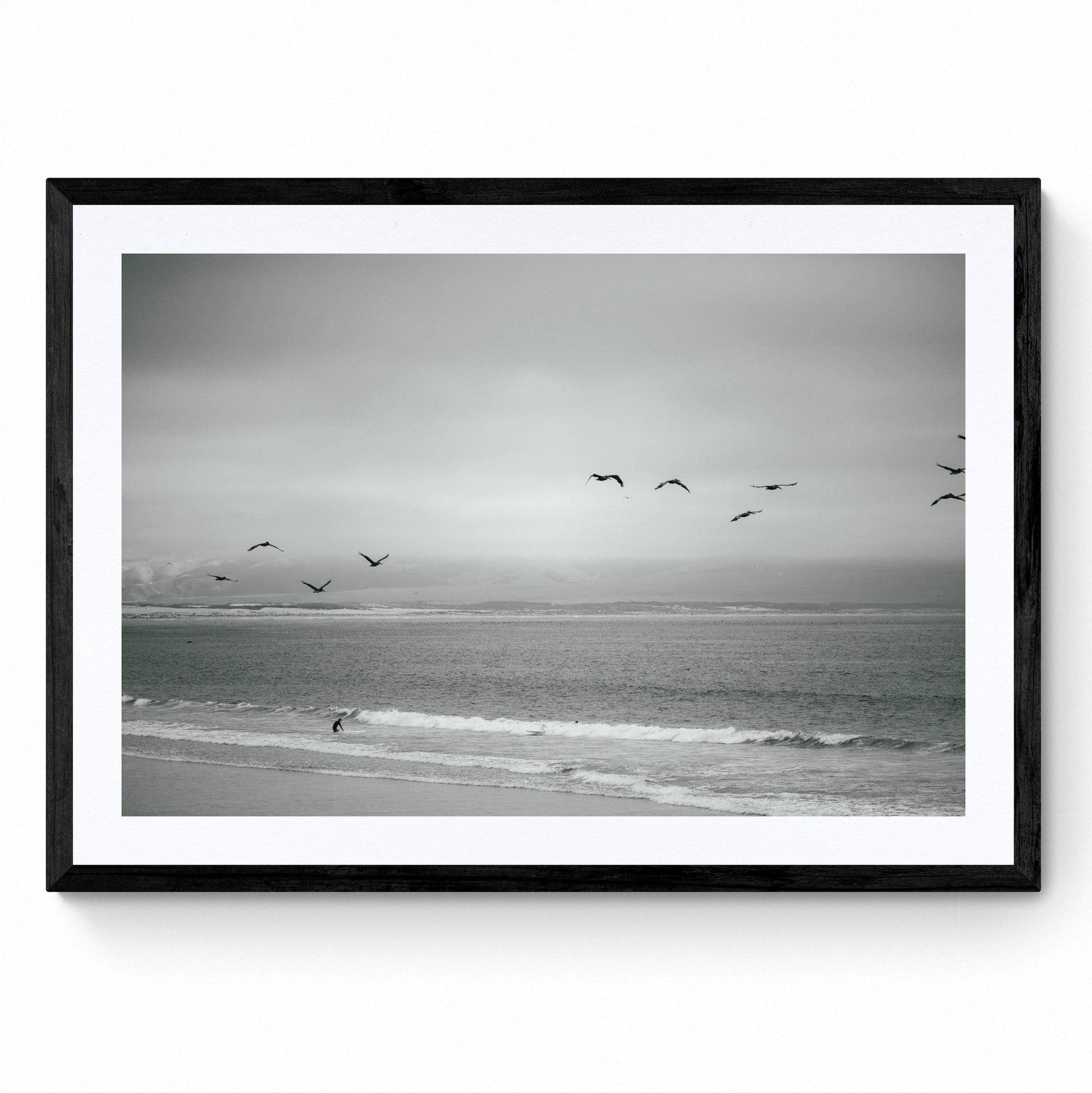black and white beach print