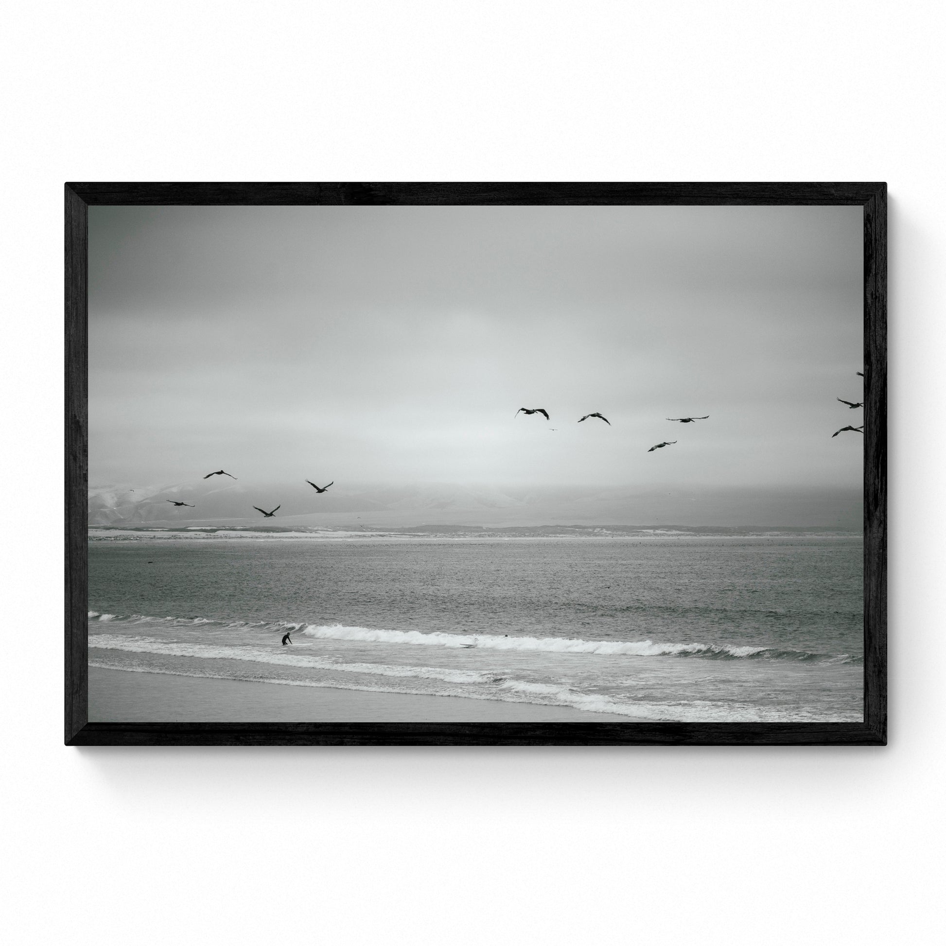 black and white beach print