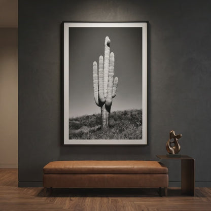 black and white cactus wall art